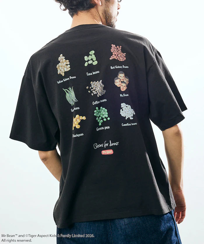 Mr. Bean Beans Tee / Beans Crew Neck Back Print T-Shirt
