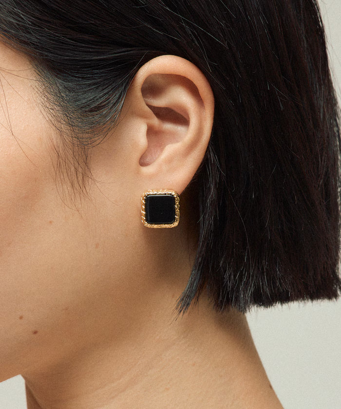 Square Plate Earrings / For Both Ears