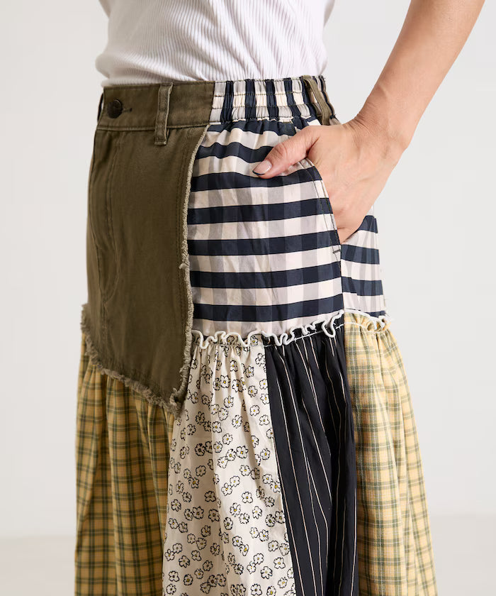 Flower & Check Docking Skirt