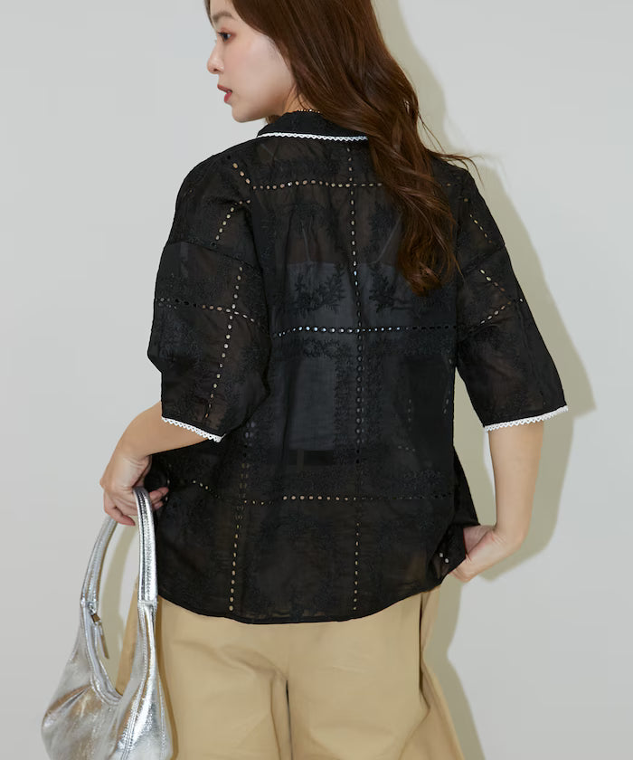 Pico race lace color collar lace shirt limited edition