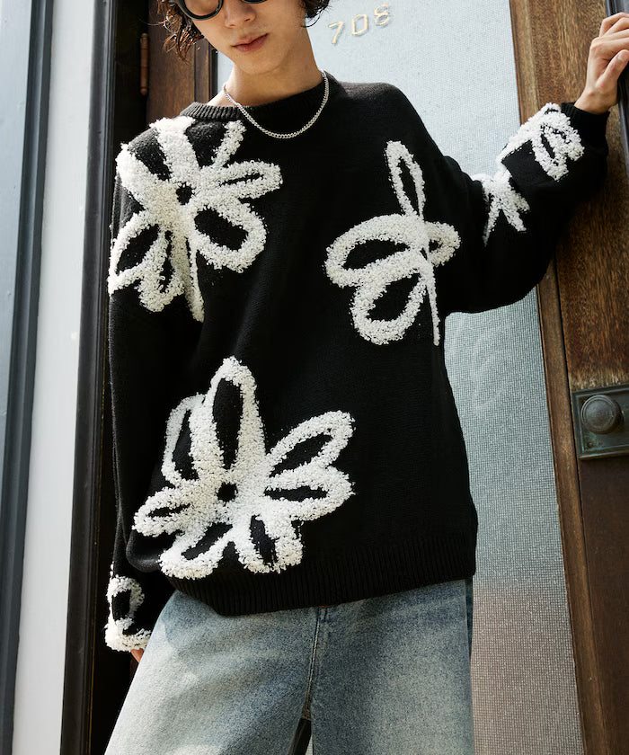 Boucle Flower Pattern Pullover Knit [Limited Edition]