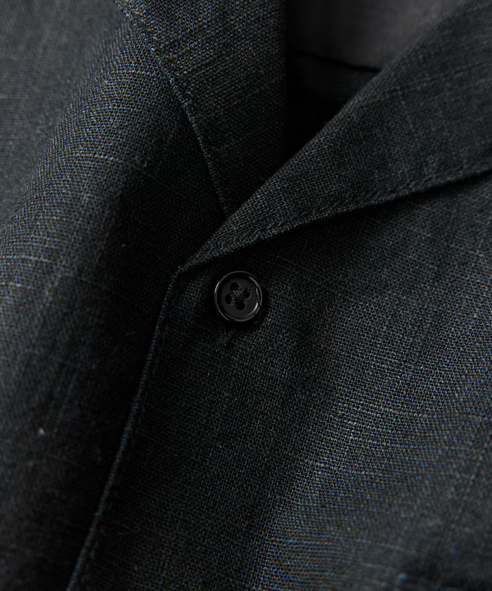 LINEN COTTON OPEN COLLAR SS SHIRT