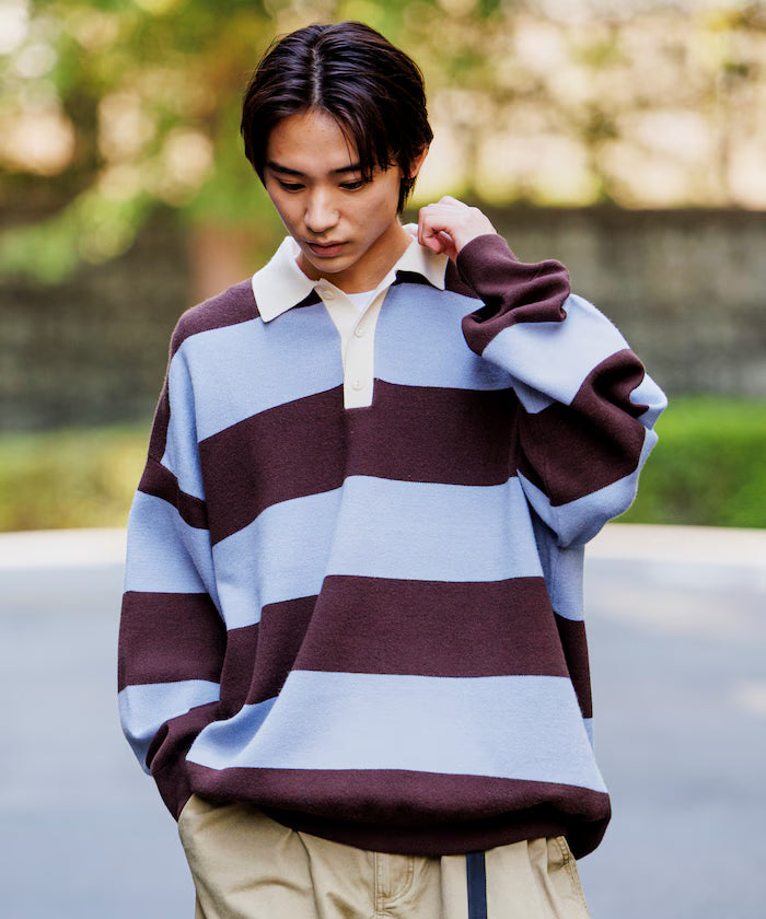 Big Silhouette Border Knit Rugby Shirt [Limited Edition]