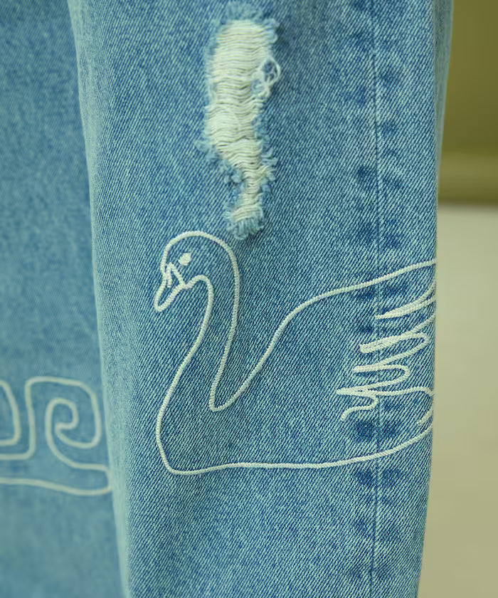 Chain Stitch Wide Denim