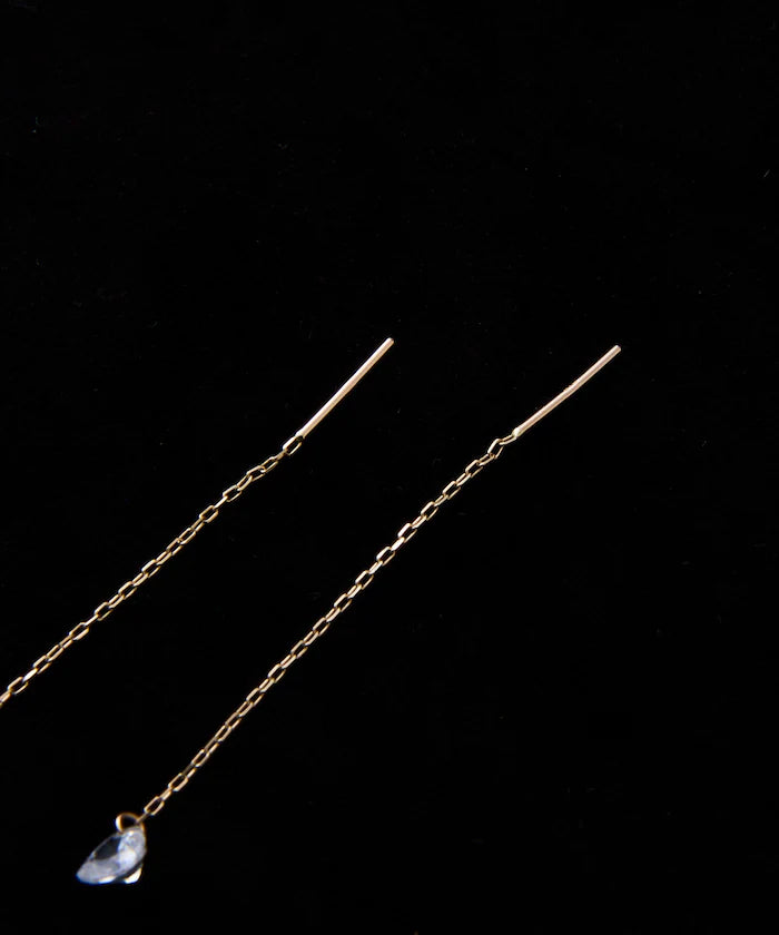 K10 Heart American Pierced Earrings / Chain Earrings / For Both Ears