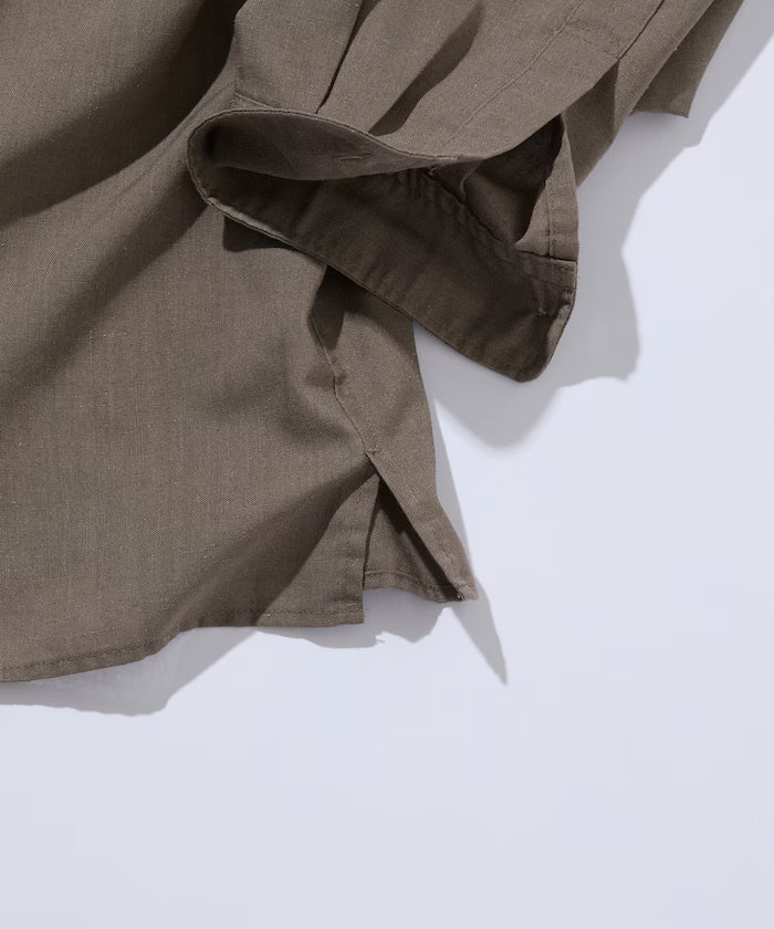 Relax Fit Linen Mix Band Collar Pullover Shirt [Limited Edition]