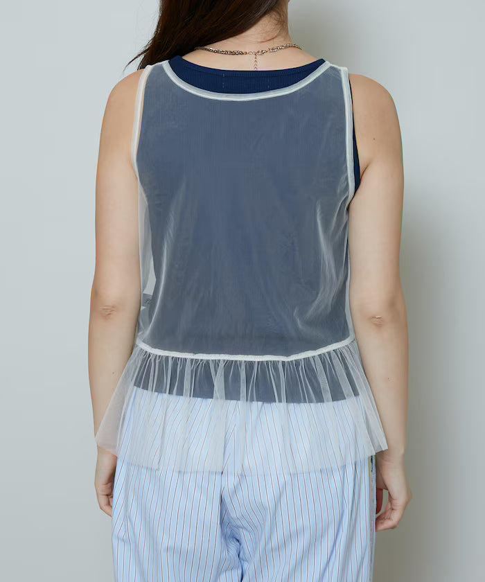 <Set Item> Tulle Layered Tank Top Limited Edition