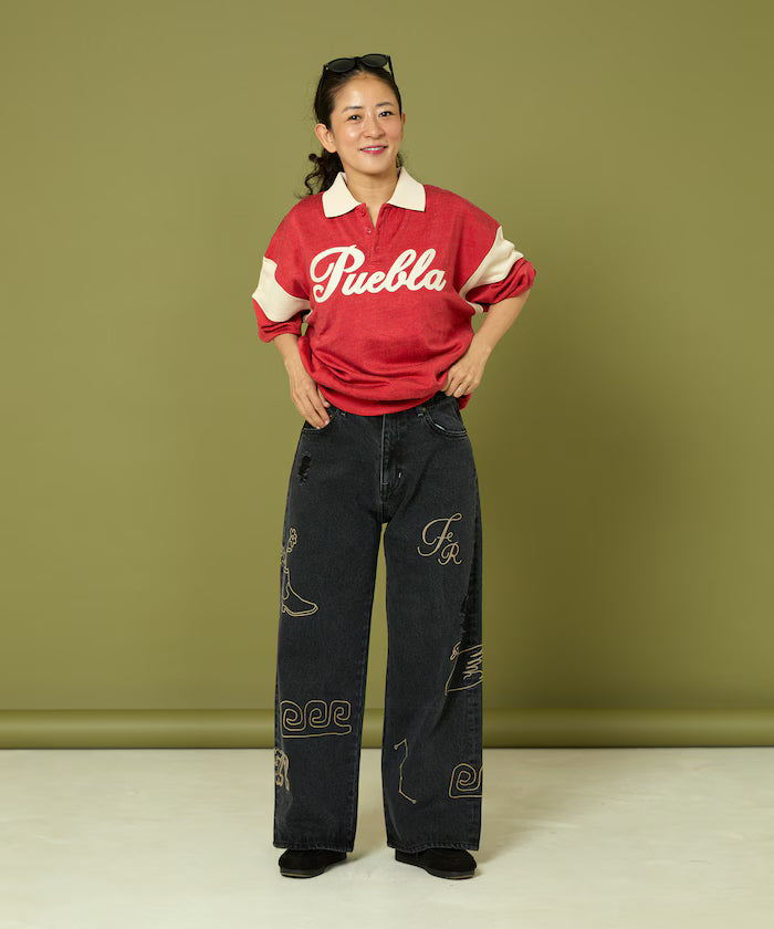 Chain Stitch Wide Denim