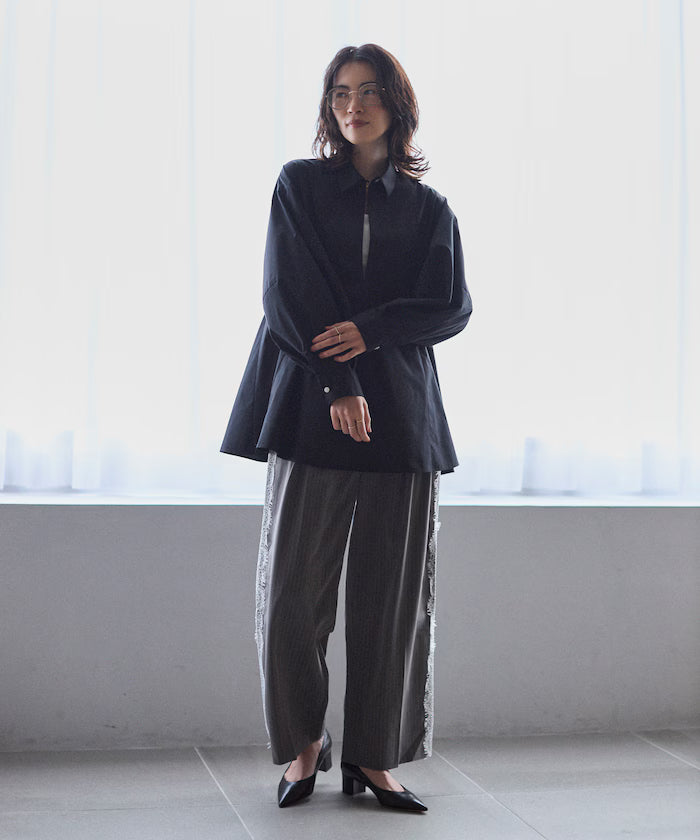 Flare Silhouette Skipper Balloon Sleeve Shirt
