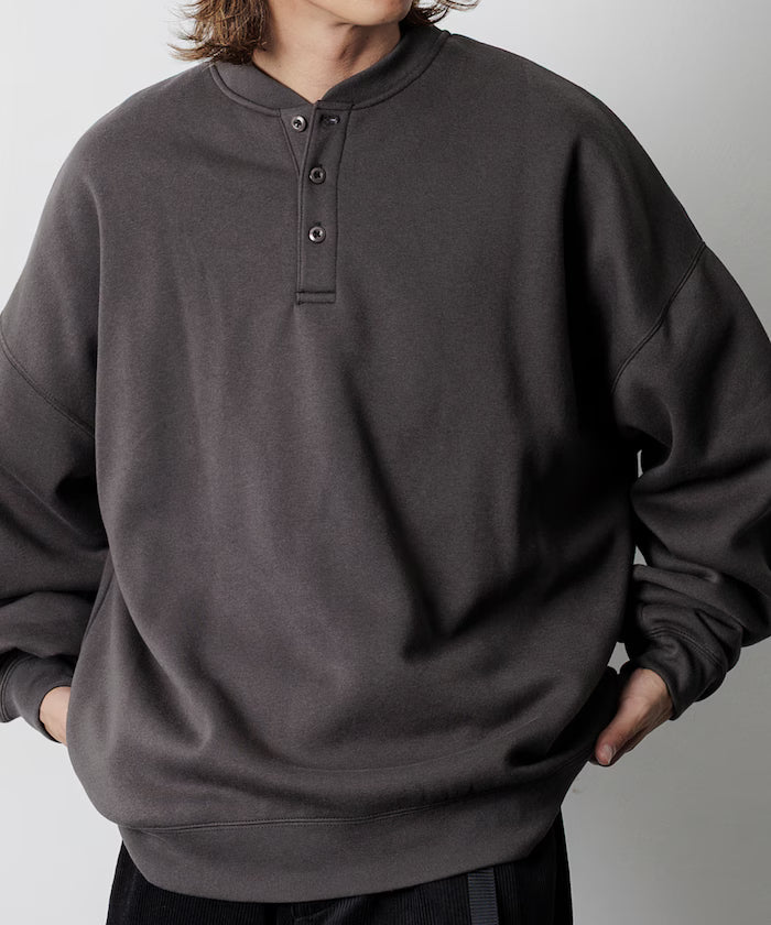 Big Silhouette Henley Neck Sweat Pullover [Limited Edition]