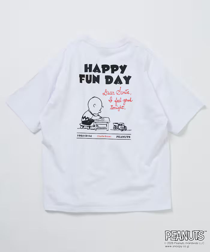 PEANUTS/Peanuts Exclusive Big Silhouette Back Print Crew Neck T-Shirt/HAPPY FUN DAY [Limited Release]