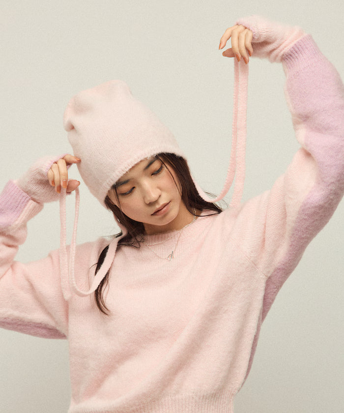 Alpaca Blend Multiway Knit Beanie - Pink