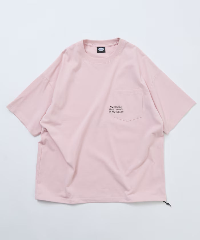 Big silhouette one-point embroidery back print hem code pocket T-shirt [Limited Edition]