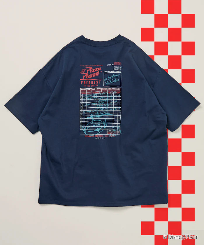[TOY STORY] Exclusive Big Silhouette Back Print Crew Neck T-Shirt / Pizza Planet [Limited Edition] - Navy