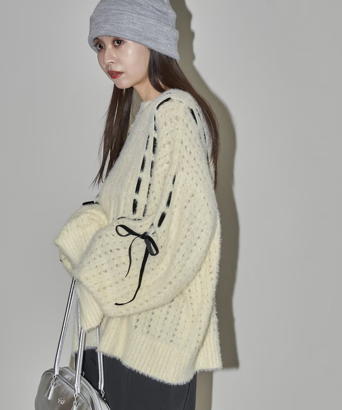 Velvet Ribbon Woven Feather Knit Limited Edition