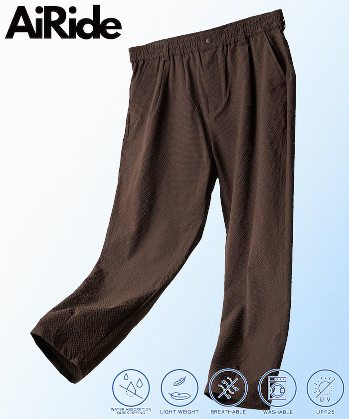 AiRide/Air Ride Slim Tapered Silhouette Sheer Seersucker Packable Easy Pants/Quick-Dry/UV Cut [Limited Edition] - Brown