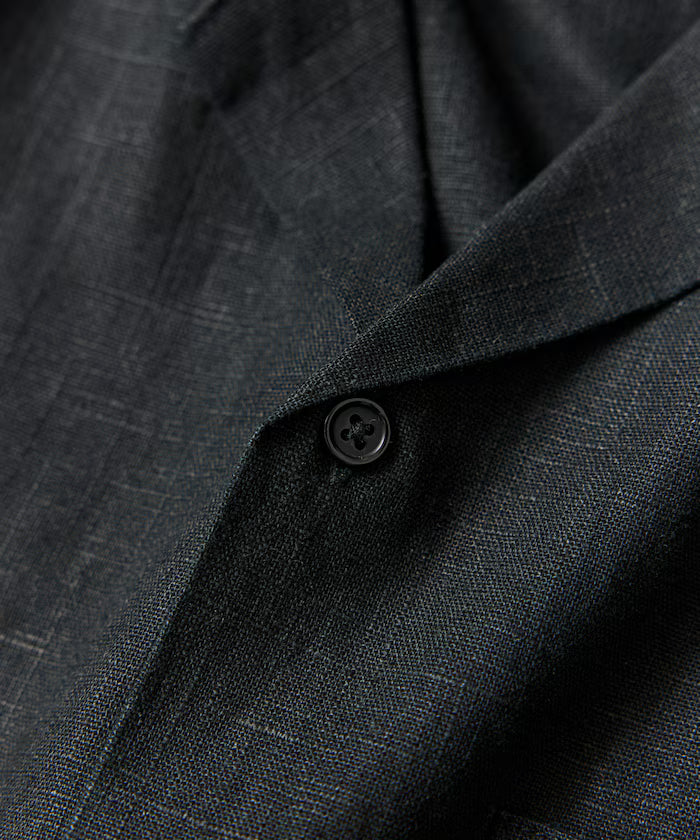 LINEN COTTON OPEN COLLAR SHIRT【Compatible with setups】