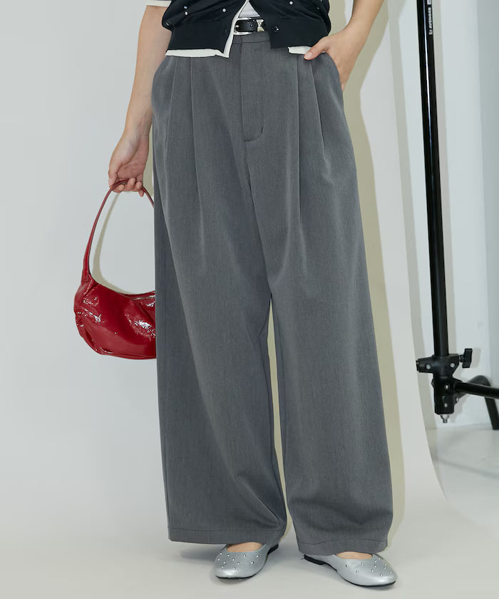 2-pleat slacks pants limited edition - Gray
