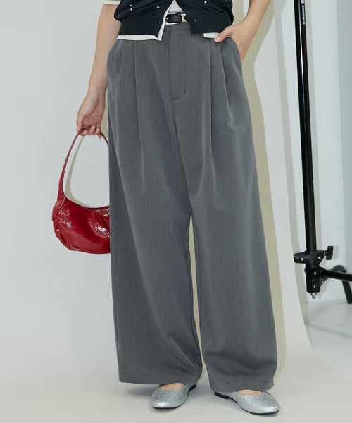 2-pleat slacks pants limited edition - Gray