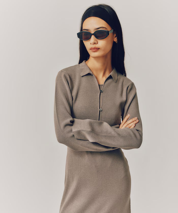 Functional Fabric Silk Blend Knit Ensemble Dress / Anti-Pill / Machine Washable