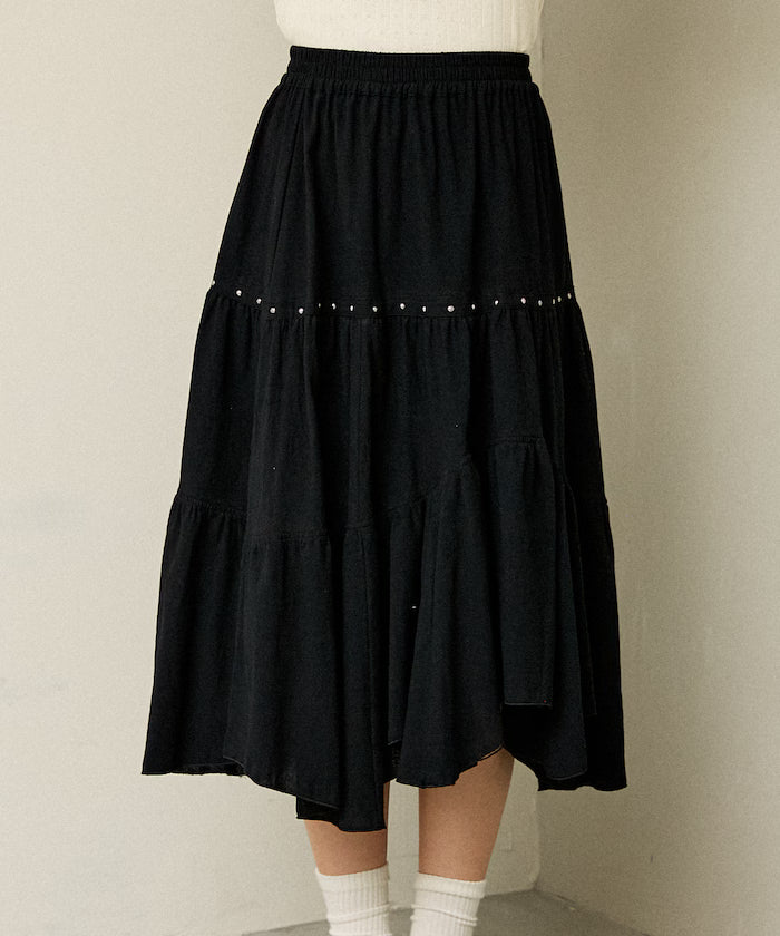 Studded Asymmetrical Tiered Skirt Limited Edition