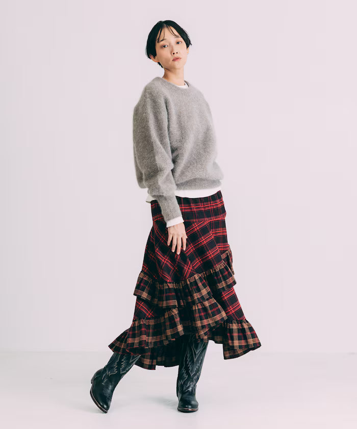 Nell Check Asymmetrical Frill Skirt