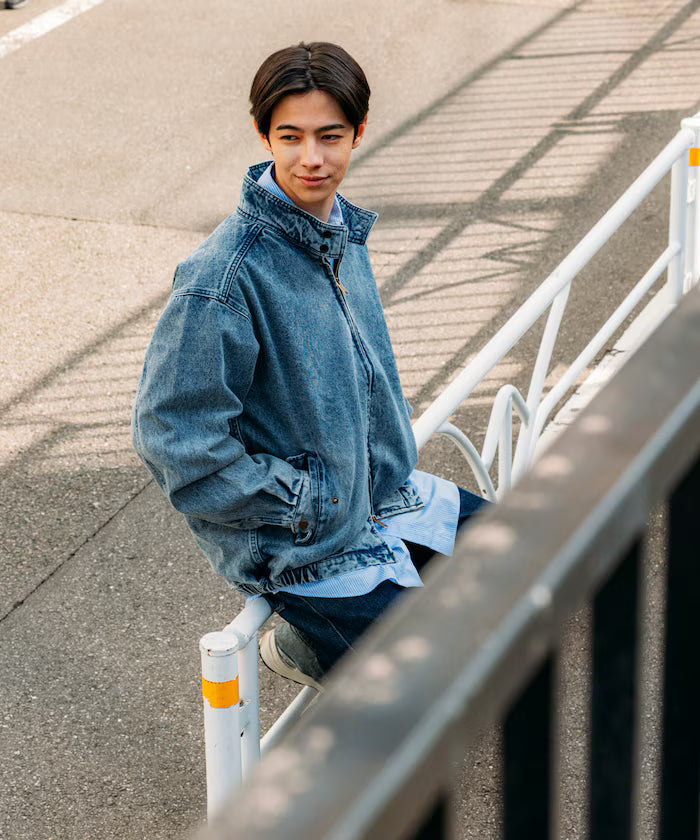 Relaxed Fit Harrington Denim Jacket