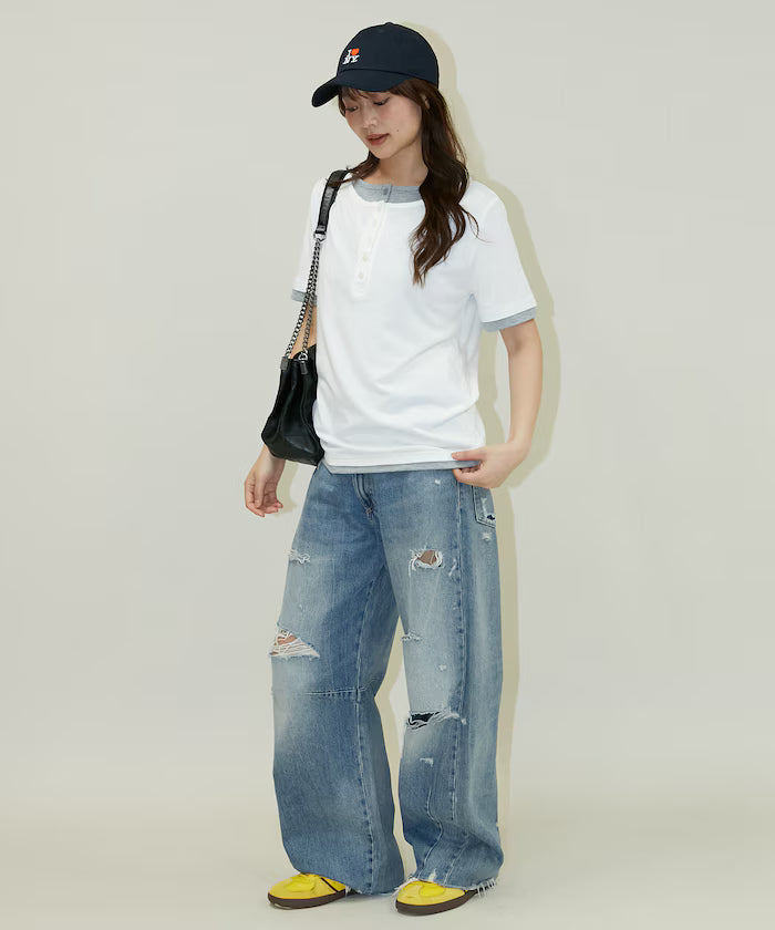 Layered Color Scheme Henley Neck T-Shirt Limited Edition