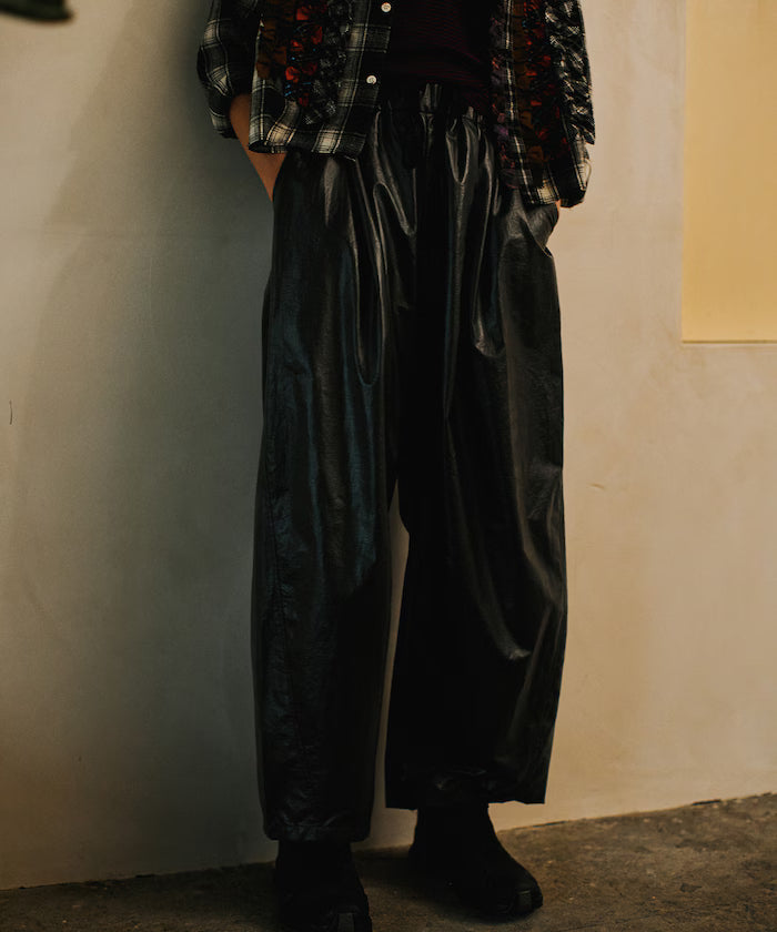 Leatherette Easy Tuck Pants