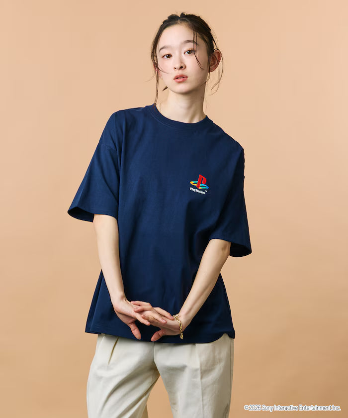 Big Silhouette Logo Back Print Crew Neck T-Shirt/PlayStation NEVER STOP 【Limited Edition】