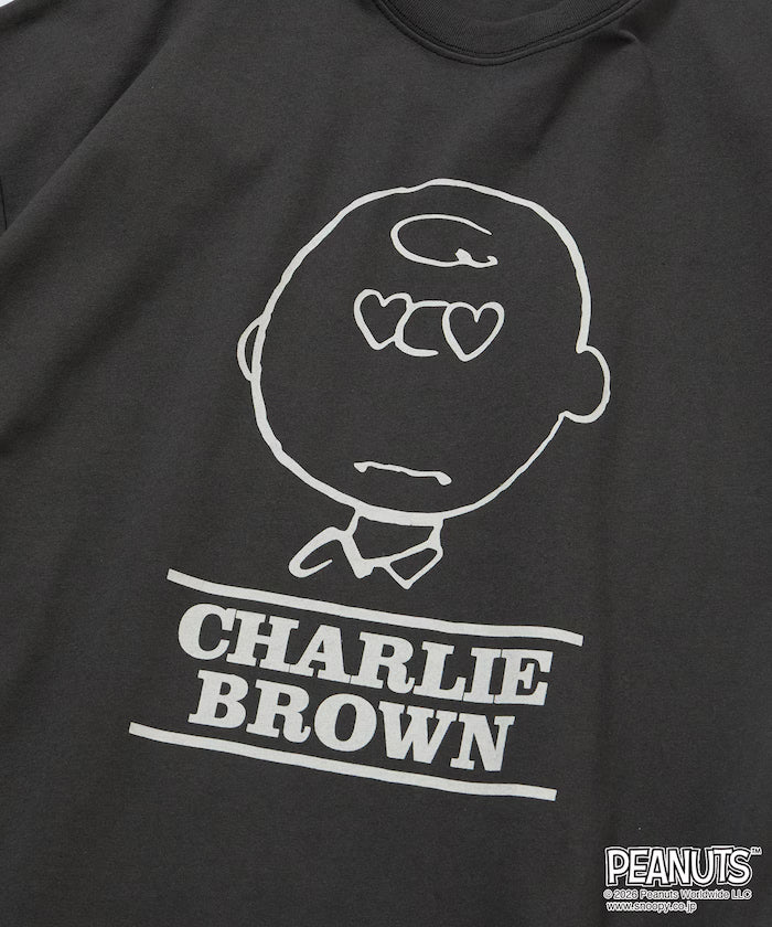 PEANUTS/Peanuts Custom Big Silhouette Crew Neck T-Shirt/Charlie Brown/Heart Eye [Limited Edition]