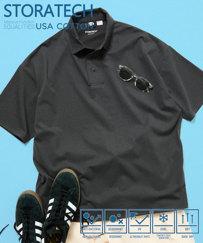 STORATECH/Stratech Big Silhouette Polo Shirt/Antibacterial/Odor Resistant/Sanitizing/UV Cut/Contact Cooling/Quick Drying 【Limited Release】