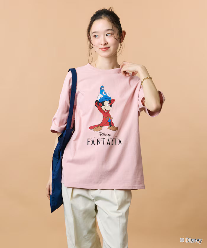 DISNEY/Mickey Mouse 'Fantasia'/Crew Neck Print T-Shirt 【Limited Edition】 - Pink