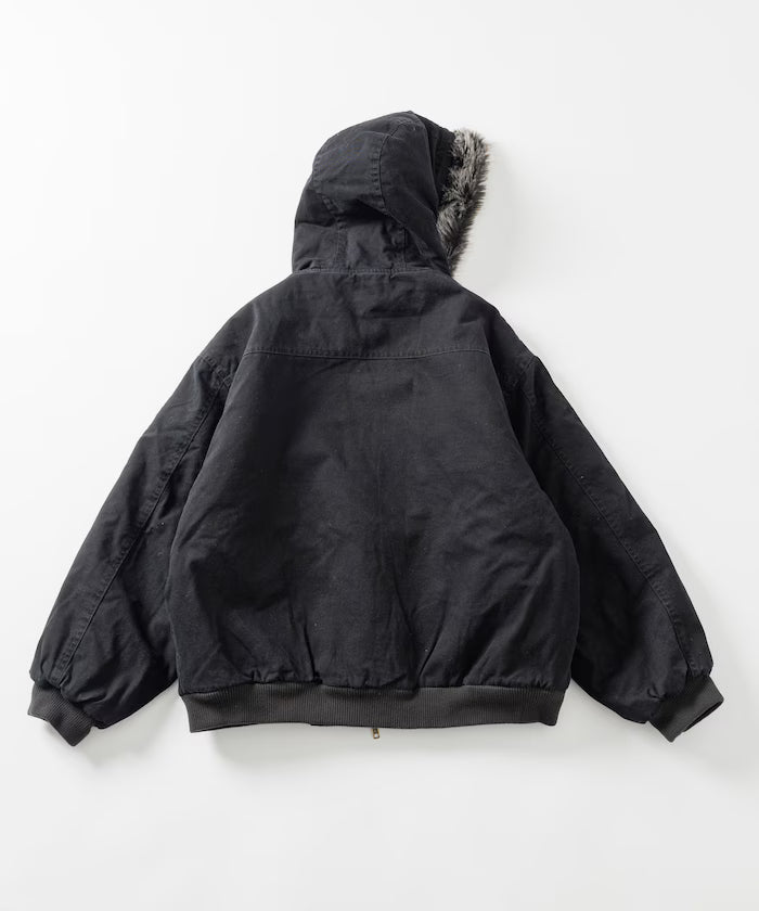 2way fake fur zip-up padded hooded jacket with detachable fur