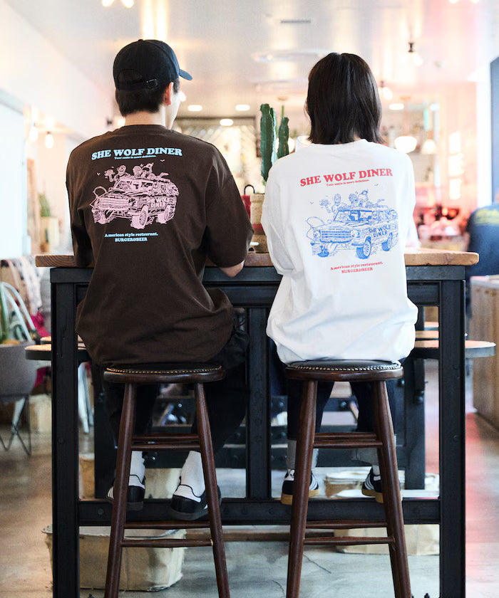 Limited Release SHE WOLF DINER × FREAK'S STORE Shewolf Diner Exclusive Big Silhouette Back Print T-Shirt Antibacterial Odor Resistance Quick Dry