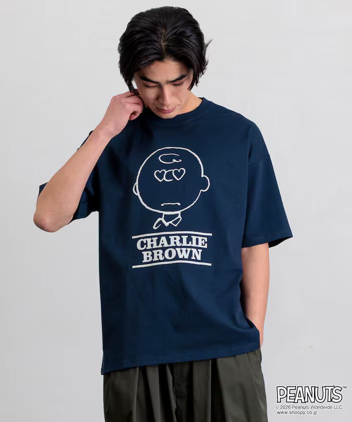PEANUTS/Peanuts Custom Big Silhouette Crew Neck T-Shirt/Charlie Brown/Heart Eye [Limited Edition]