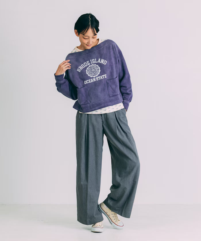 Boat Neck Short Sweatshirt