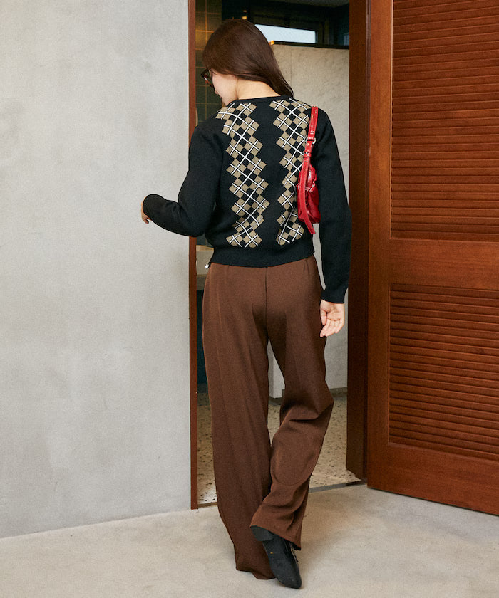 Argyle Pattern Jacquard Knit Cardigan Limited Edition