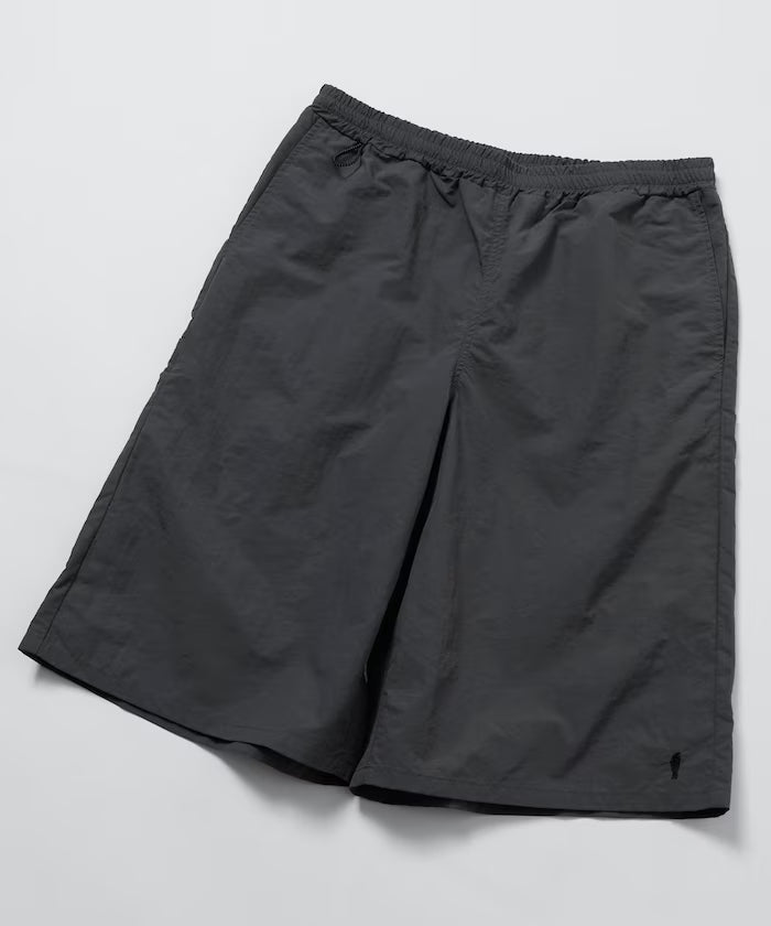 Nylon Sleek Water Length Baggy Shorts - Charcoal Gray