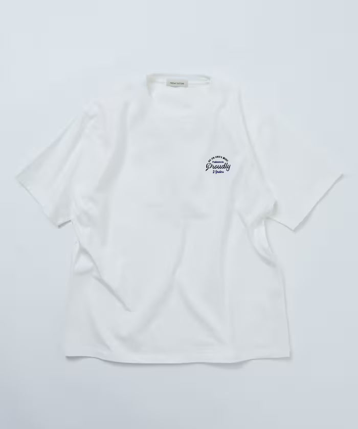 Relaxed Fit Design Back Embroidery Crew Neck T-Shirt / Cherry / Ringer 【Limited Edition】