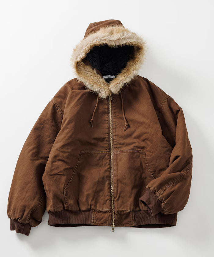 2way fake fur zip-up padded hooded jacket with detachable fur
