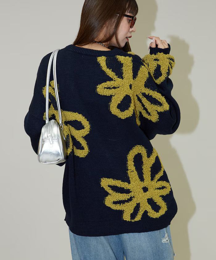 Boucle Flower Pattern Pullover Knit [Limited Edition]