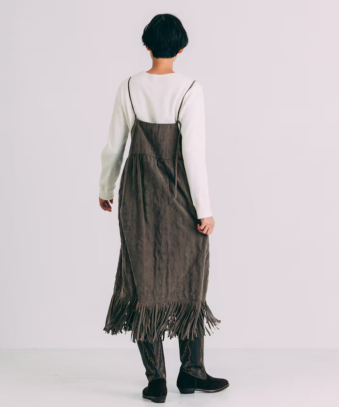 Fade-Processed Fringe Mini Dress