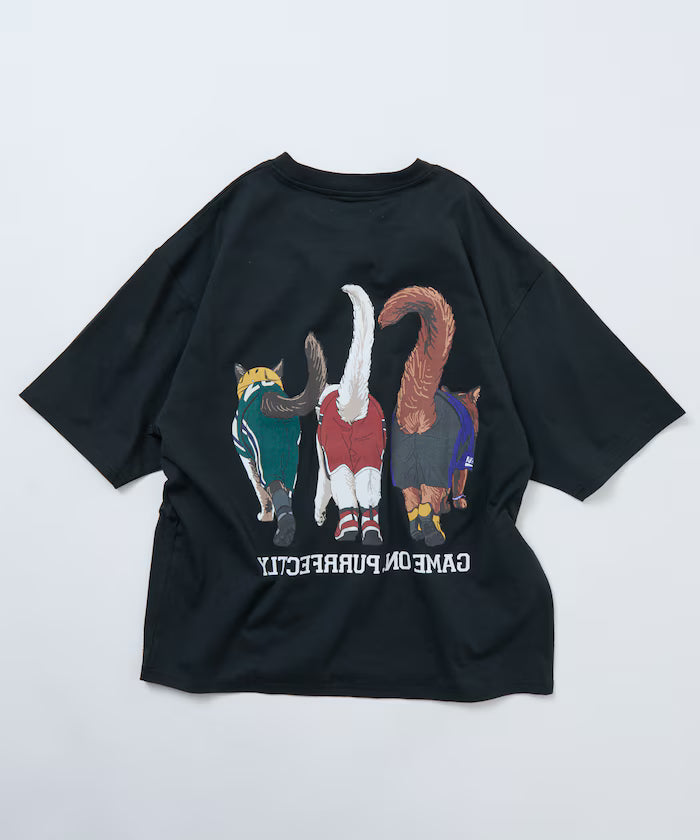 Limited Edition Big Silhouette Back Print T-Shirt THREE CATS