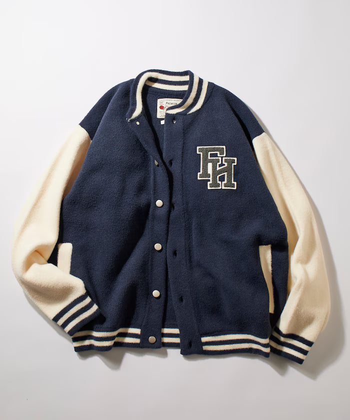 Relaxed Fit Logo Knit Varsity Jacket