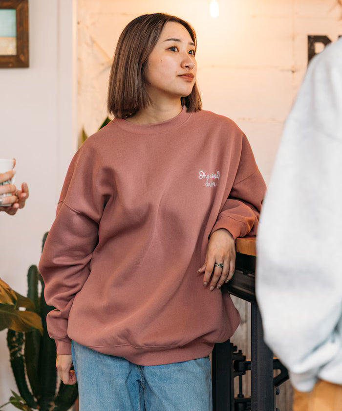SHE WOLF DINER×FREAK'S STORE/She Wolf Diner Exclusive Big Silhouette Back Embroidered Crewneck Sweatshirt/WOLF [Limited Edition]
