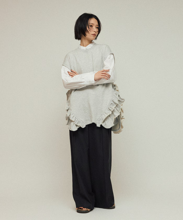 Organic Cotton Frill Hem Top / Relaxed Fit / French Terry Sweat / Best