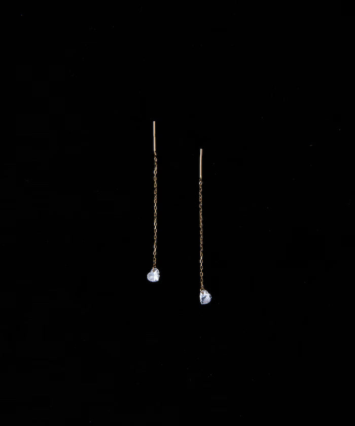 K10 Heart American Pierced Earrings / Chain Earrings / For Both Ears