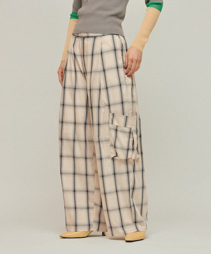 Ombre Check Easy Pants / Patch Pocket Wide Easy Pants