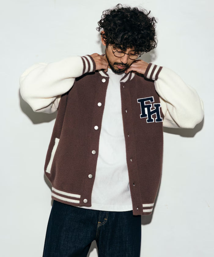Relaxed Fit Logo Knit Varsity Jacket